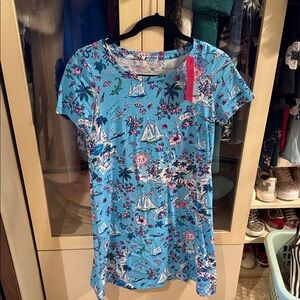 NWT! Lilly Pulitzer Blue Floral and Sailboat Tee